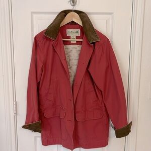 Women’s Pink Red LL Bean Chore Jacket Coat - Small 🍁
